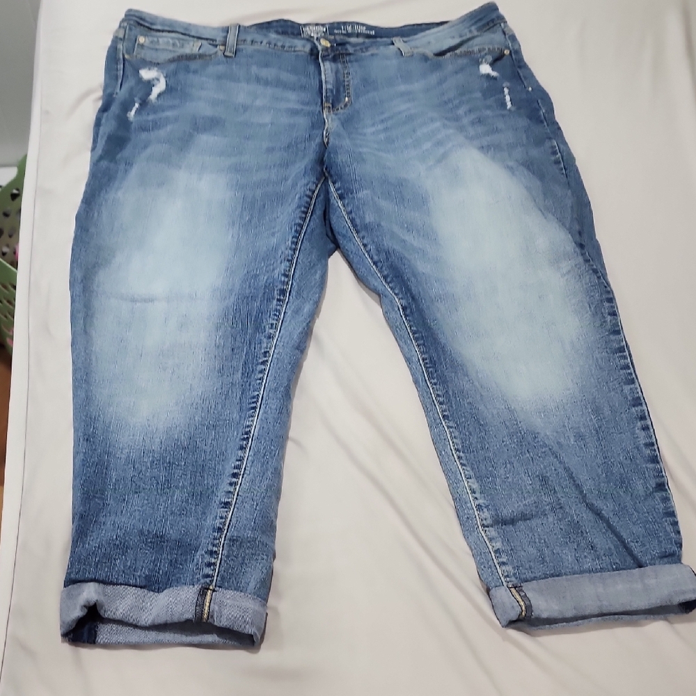 Casual Blue Boyfriend Jeans Capri